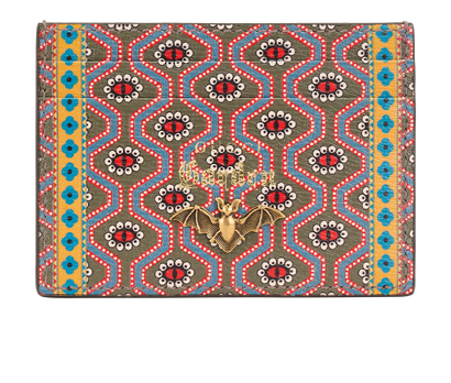 Gucci Garden Card Holder, &pound;140, Accessories, Grey/Pink/Yellow, Canvas, Front view
